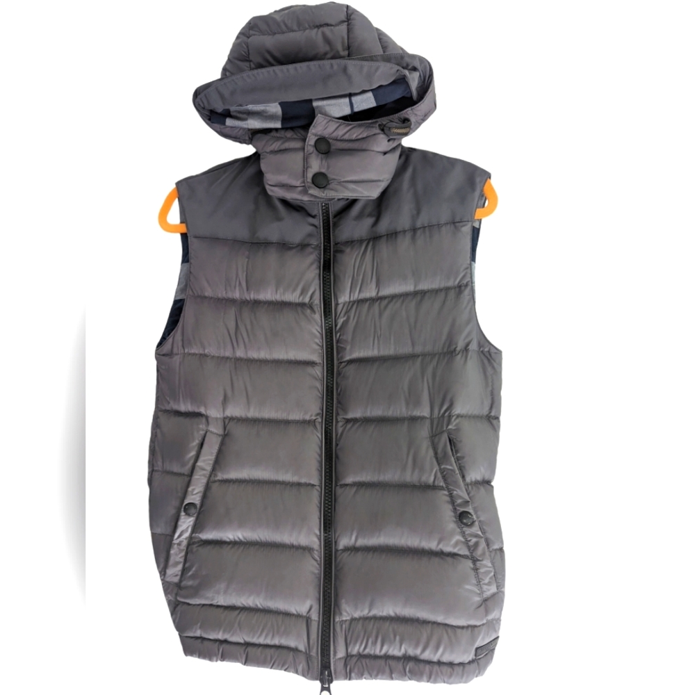 Burberry Brit Pearl Gray Down Vest Sz XS